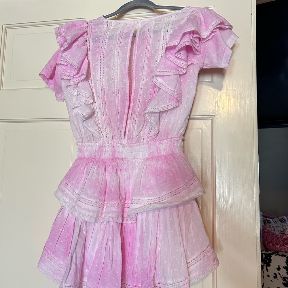 LoveShackFancy pink cotton ruffle dress